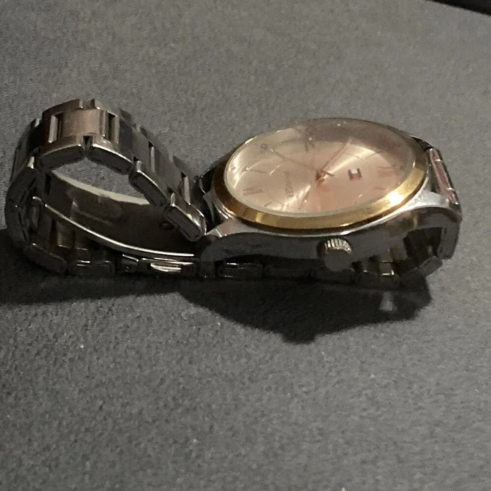 Tommy Hilfiger Women's Silver/Rose Gold Crystal Accent Watch 36mm  PLEASE READ